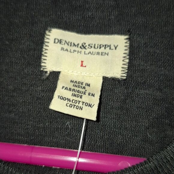 Ralph Lauren Denim & Supply Palm Tree Print tee black dark grey Large NWT - Picture 3 of 6